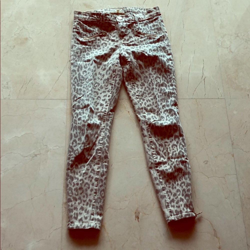 Current Elliot leopard skinny jeans
